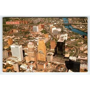 Vintage Postcard Newark NJ Aerial Cityscape Prudential First National Bank 1984